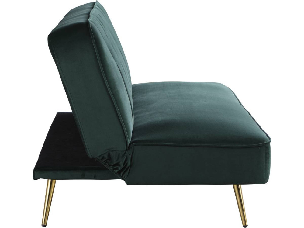 Divano Clic Clac in velluto "James" - 180 x 83 x 75 cm - 3 posti a sedere - Verde scuro