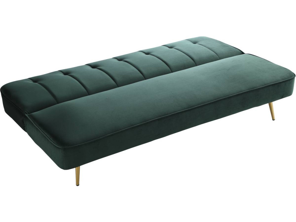 Divano Clic Clac in velluto "James" - 180 x 83 x 75 cm - 3 posti a sedere - Verde scuro