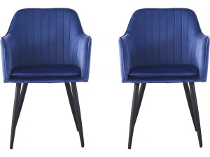 Set di 2 sedie in velluto con braccioli "Velma" - Blu