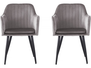 Set di 2 sedie in velluto con braccioli "Velma" - Grigio
