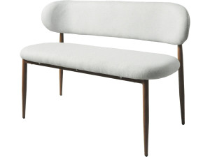 Panca da pranzo in tessuto - 110 cm - "Sélène" - 3 posti - Grigio chiaro e marrone