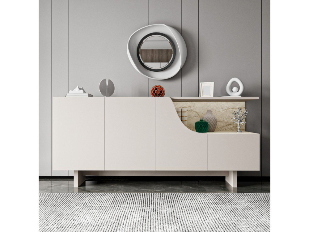 Credenza in legno "Line" - 180 x 40 x 81 cm - Beige