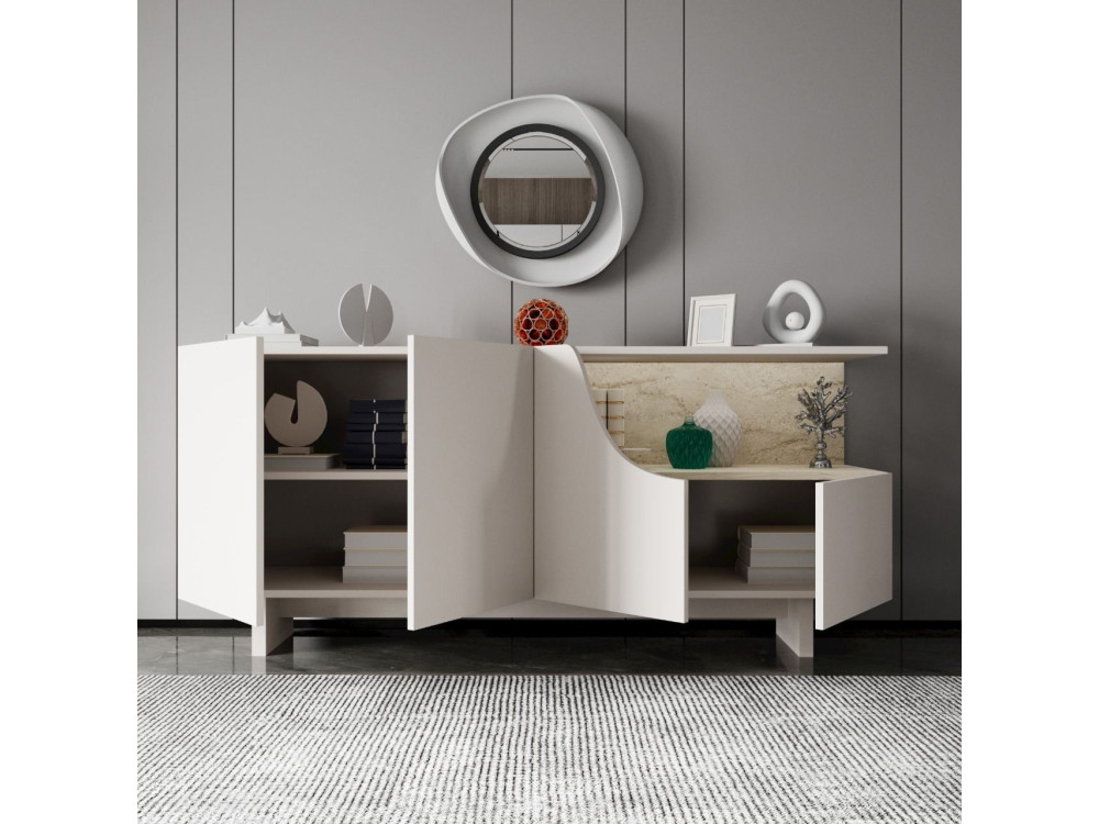 Credenza in legno "Line" - 180 x 40 x 81 cm - Beige