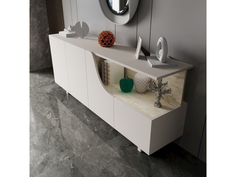 Credenza in legno "Line" - 180 x 40 x 81 cm - Beige