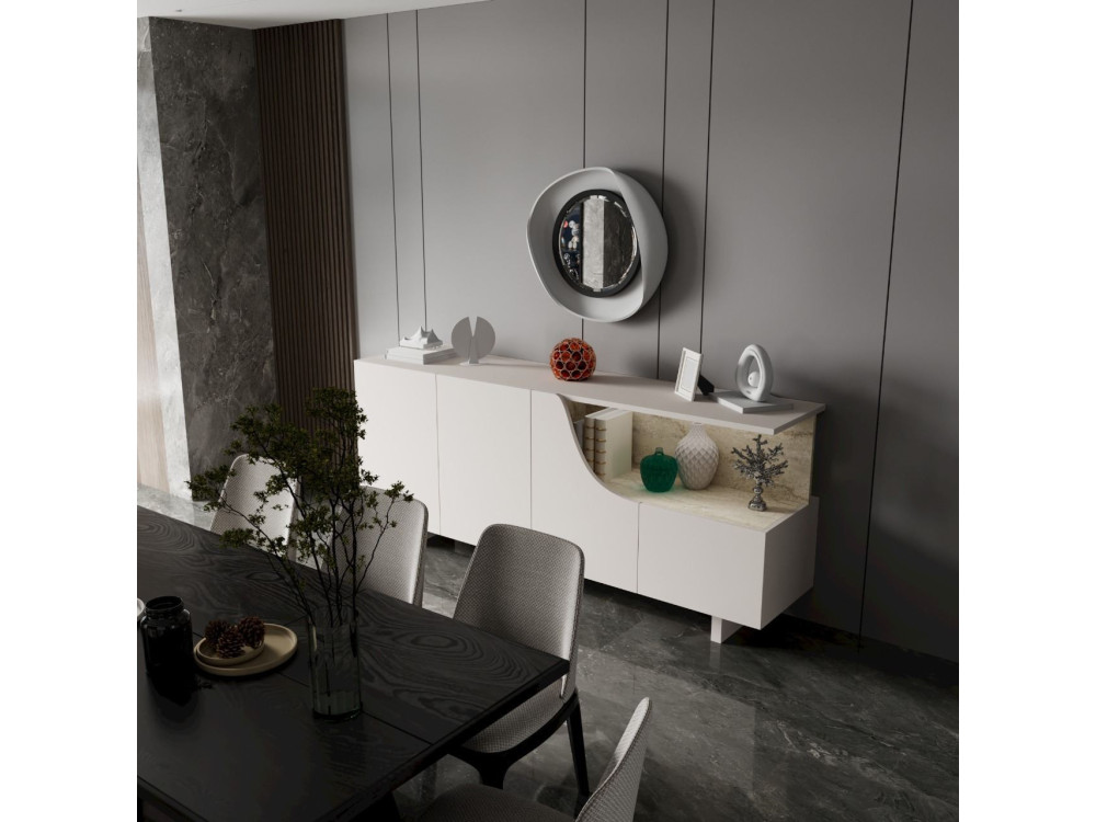 Credenza in legno "Line" - 180 x 40 x 81 cm - Beige