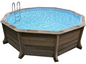 Kit piscina decagonale in cemento effetto legno - 4,95 x 1,28 m
