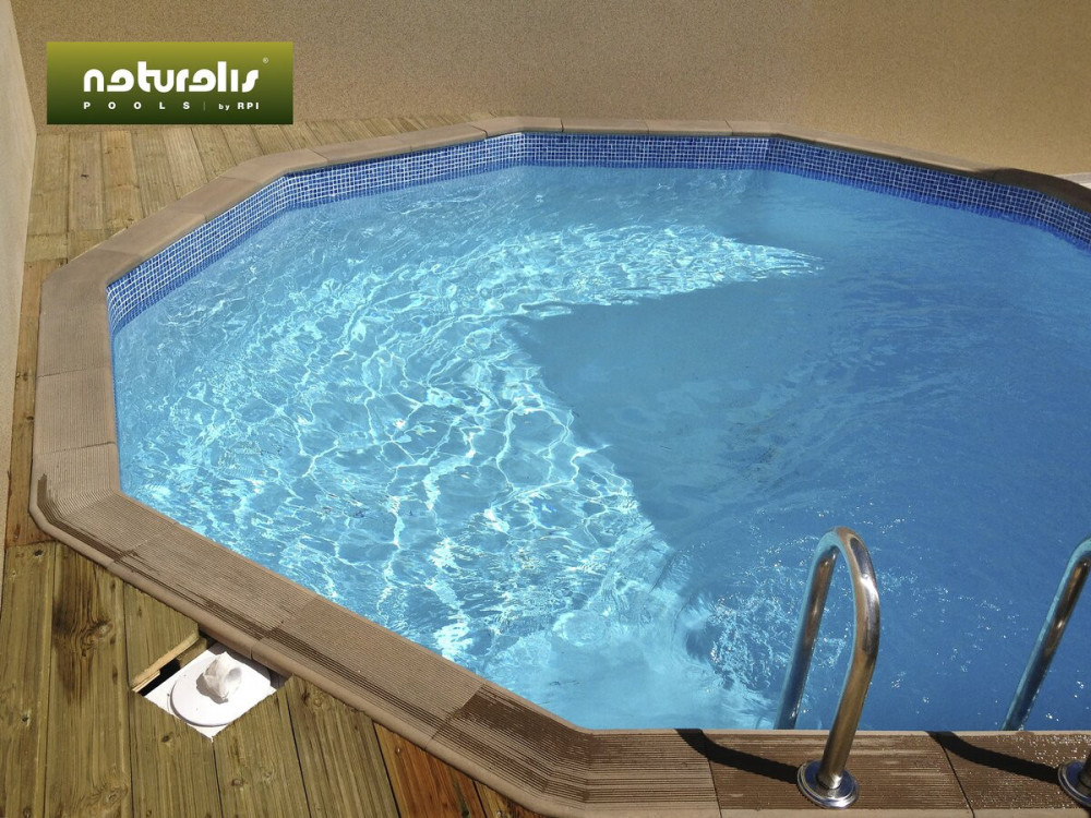 Kit piscina decagonale in cemento effetto legno - 4,95 x 1,28 m