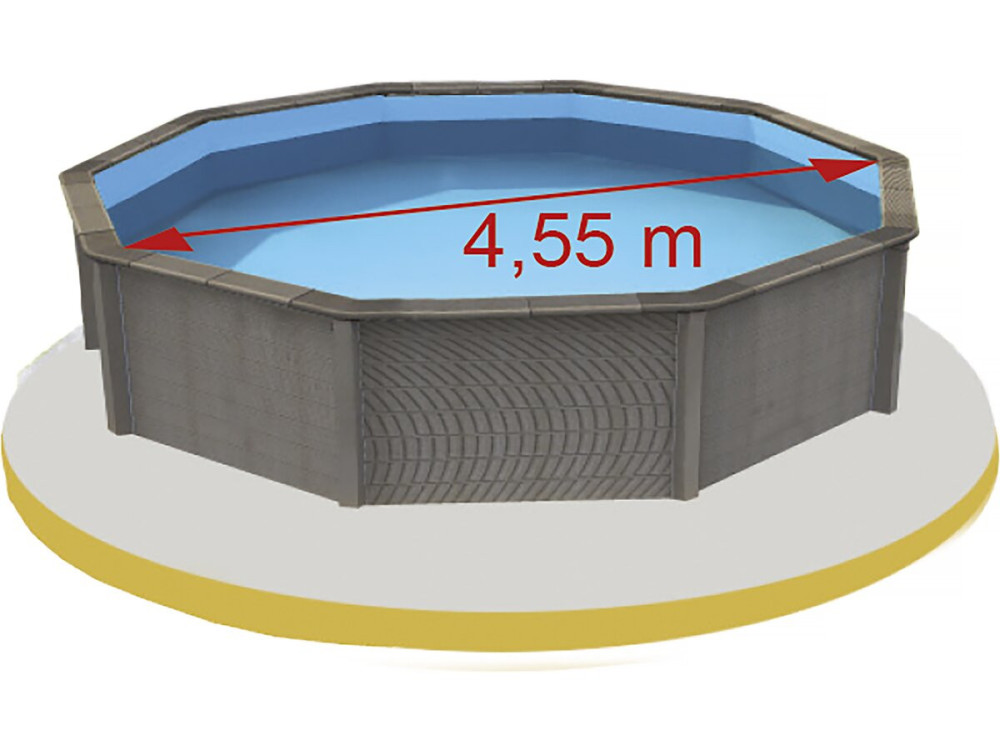 Kit piscina decagonale in cemento effetto legno - 4,95 x 1,28 m
