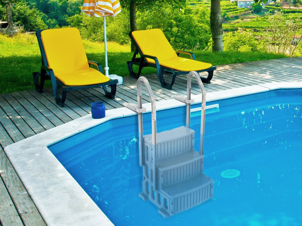 Scala singola per piscina "Nathan" - 3 gradini - plastica