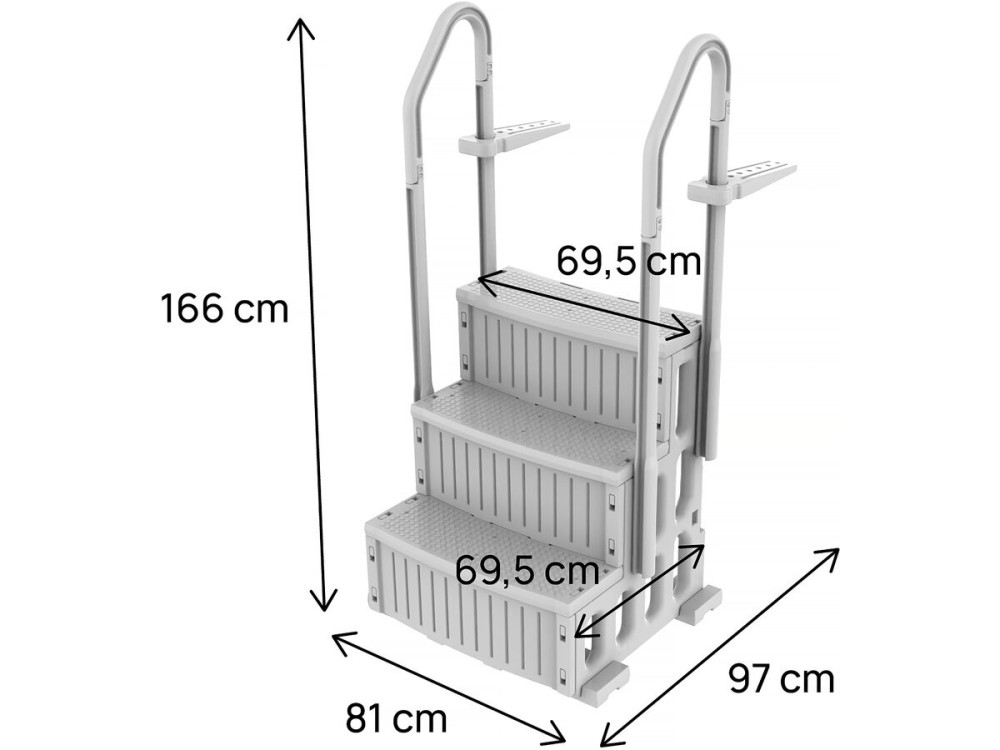 Scala singola per piscina "Nathan" - 3 gradini - plastica